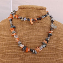 Load image into Gallery viewer, Orange &amp; Grey Gemstone Bead Necklace
