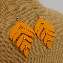 Load image into Gallery viewer, Orange Leaf Light Wooden Drop Earrings
