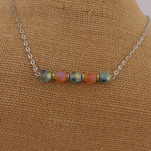 Load image into Gallery viewer, Orange &amp; Teal Frosted Handmade Bead Bar Necklace with Matching Earrings
