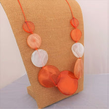 Load image into Gallery viewer, Orange &amp; White Clear Chunky Acrylic Bead Necklace
