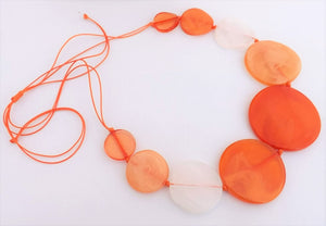 Orange & White Clear Chunky Acrylic Bead Necklace