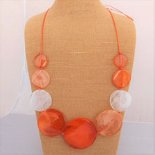 Load image into Gallery viewer, Orange &amp; White Clear Chunky Acrylic Bead Necklace
