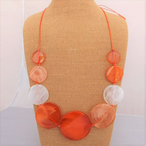 Orange & White Clear Chunky Acrylic Bead Necklace