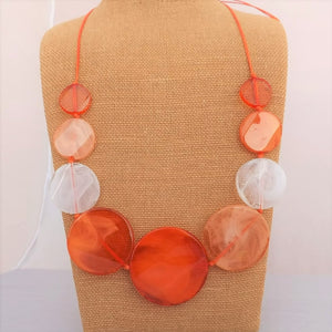 Orange & White Clear Chunky Acrylic Bead Necklace