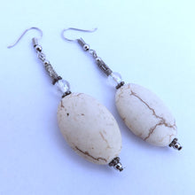 Load image into Gallery viewer, Oval Howlite Handmade Bead Earrings
