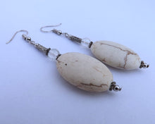 Load image into Gallery viewer, Oval Howlite Handmade Bead Earrings
