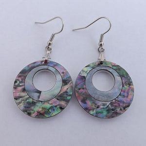 Paua & Acrylic Round Drop Earrings