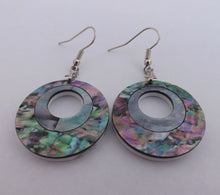 Load image into Gallery viewer, Paua &amp; Acrylic Round Drop Earrings
