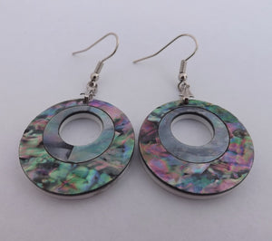 Paua & Acrylic Round Drop Earrings