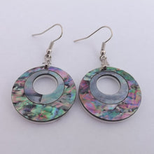 Load image into Gallery viewer, Paua &amp; Acrylic Round Drop Earrings
