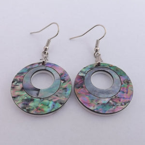 Paua & Acrylic Round Drop Earrings