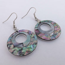 Load image into Gallery viewer, Paua &amp; Acrylic Round Drop Earrings
