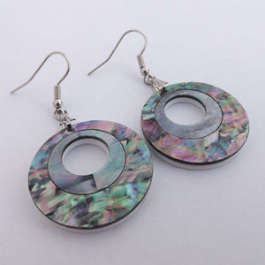 Paua & Acrylic Round Drop Earrings