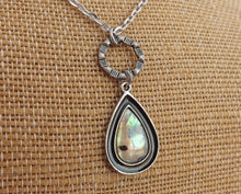 Load image into Gallery viewer, Paua, Black &amp; Silver Tone Teardrop Pendant Necklace
