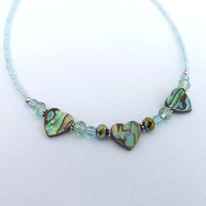 Paua Hearts Handmade Bead Necklace (Copy)