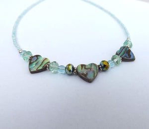 Paua Hearts Handmade Bead Necklace (Copy)