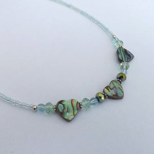 Paua Hearts Handmade Bead Necklace (Copy)