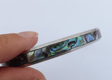 Load image into Gallery viewer, Paua Shell &amp; Silver Tone Bangle Bracelet
