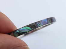 Load image into Gallery viewer, Paua &amp; Silver Tone Bangle Bracelet  (2 size options)
