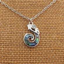 Load image into Gallery viewer, Paua &amp; Silver Tone Manaia Pendant Necklace
