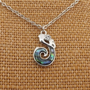 Paua & Silver Tone Manaia Pendant Necklace