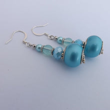 Load image into Gallery viewer, Pearly Blue Handmade Bead Earrings

