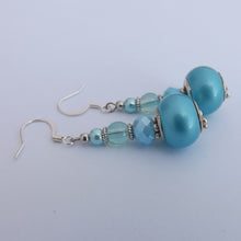 Load image into Gallery viewer, Pearly Blue Handmade Bead Earrings

