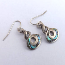 Load image into Gallery viewer, Pewter &amp; Paua Shell Twist Earrings
