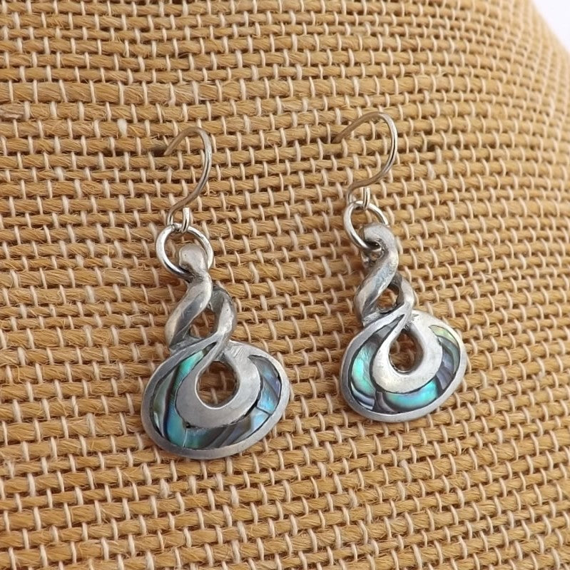 Pewter & Paua Shell Twist Earrings