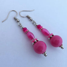 Load image into Gallery viewer, Pink Handmade Bead Drop Earrings
