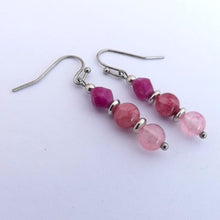 Load image into Gallery viewer, Pink Handmade Gemstone Bead Earrings
