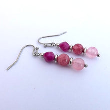 Load image into Gallery viewer, Pink Handmade Gemstone Bead Earrings
