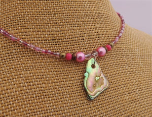 Pink Paua & Bead Handmade Necklace