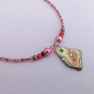 Pink Paua & Bead Handmade Necklace