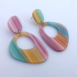 Pink, Blue & Yellow Acrylic Stud Earrings