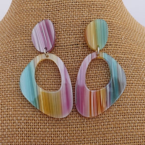 Pink, Blue & Yellow Acrylic Stud Earrings