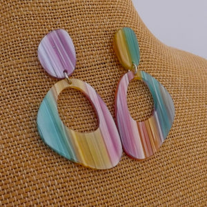 Pink, Blue & Yellow Acrylic Stud Earrings
