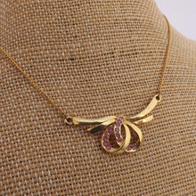 Load image into Gallery viewer, Pink &amp; Gold Tone Vintage Chain Necklace
