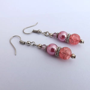 Pink Handmade Bead Earrings