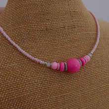 Load image into Gallery viewer, Pink Handmade Bead Necklace &amp; Earrings Set
