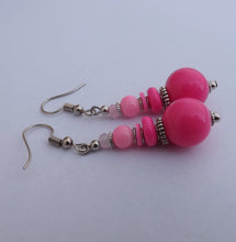 Load image into Gallery viewer, Pink Handmade Bead Necklace &amp; Earrings Set
