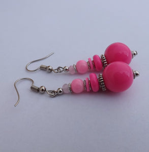 Pink Handmade Bead Necklace & Earrings Set
