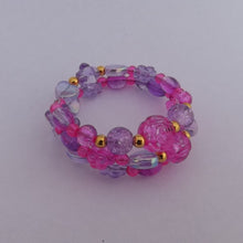 Load image into Gallery viewer, Pink, Purple &amp; Gold Small Handmade Memory wire Bead Bracelet
