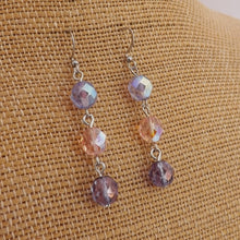 Load image into Gallery viewer, Pink &amp; Purple Handmade Faceted Chain Link Bead Drop Earrings

