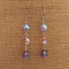 Load image into Gallery viewer, Pink &amp; Purple Handmade Faceted Chain Link Bead Drop Earrings
