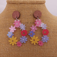 Load image into Gallery viewer, Clear Floral Drop Earrings with Wood Stud Setting (3 options))
