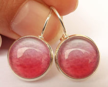 Load image into Gallery viewer, Pink &amp; White Gradiated Handmade - Dome Earrings on Lever back hooks
