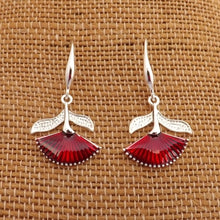 Load image into Gallery viewer, Pohutukawa Flower, Red &amp; Silver Tone, Drop Earrings
