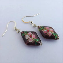 Load image into Gallery viewer, Purple Floral Cloisonne Bead Earrings
