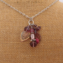 Load image into Gallery viewer, Purple Glass Leaves &amp; Beads Handmade Pendant Necklace
